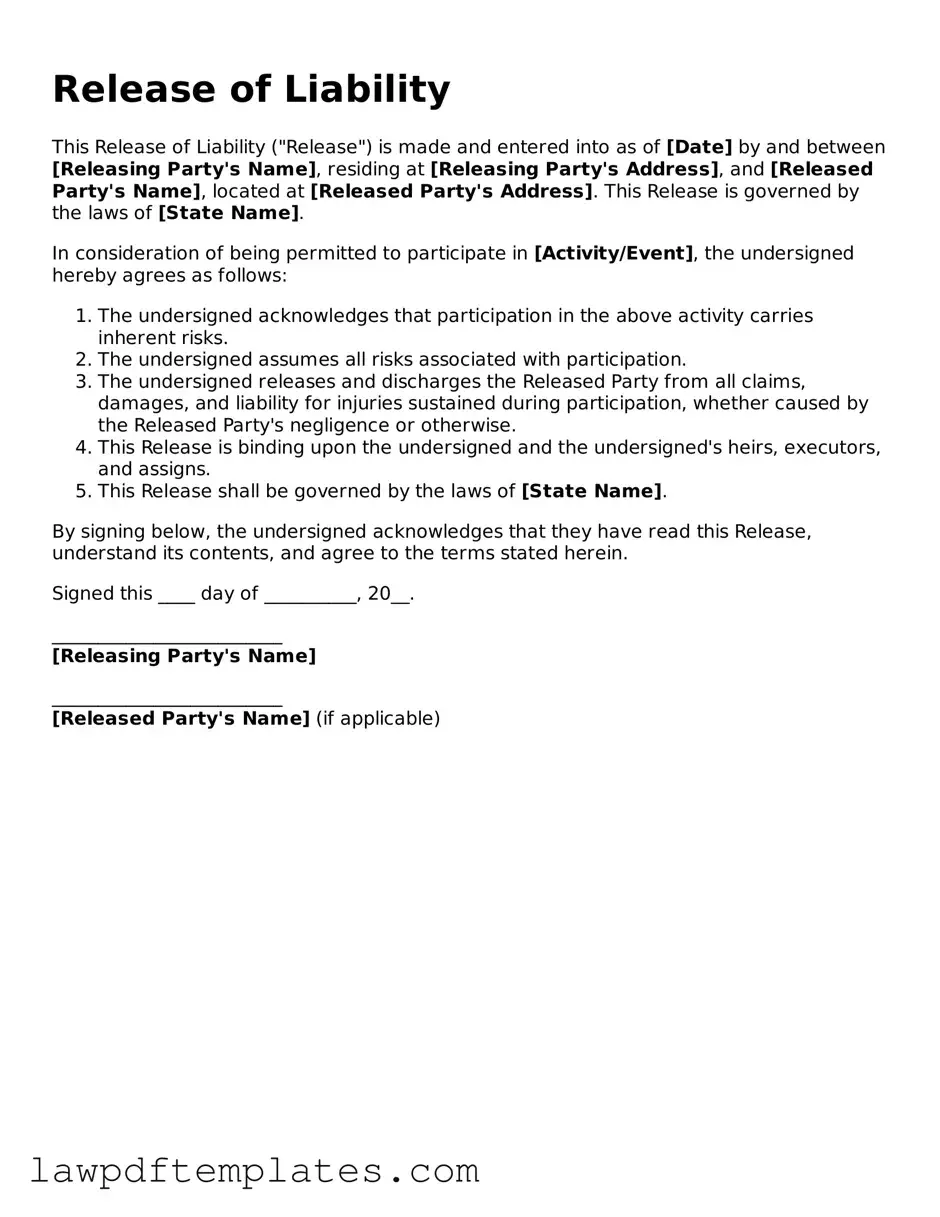 Attorney-Approved Release of Liability Document
