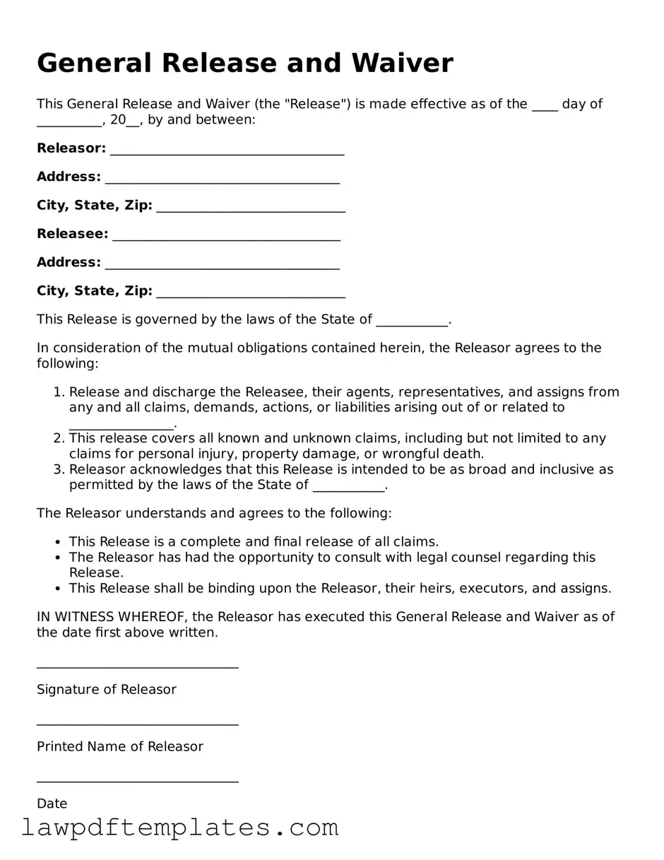 Attorney-Approved General Release and Waiver Document