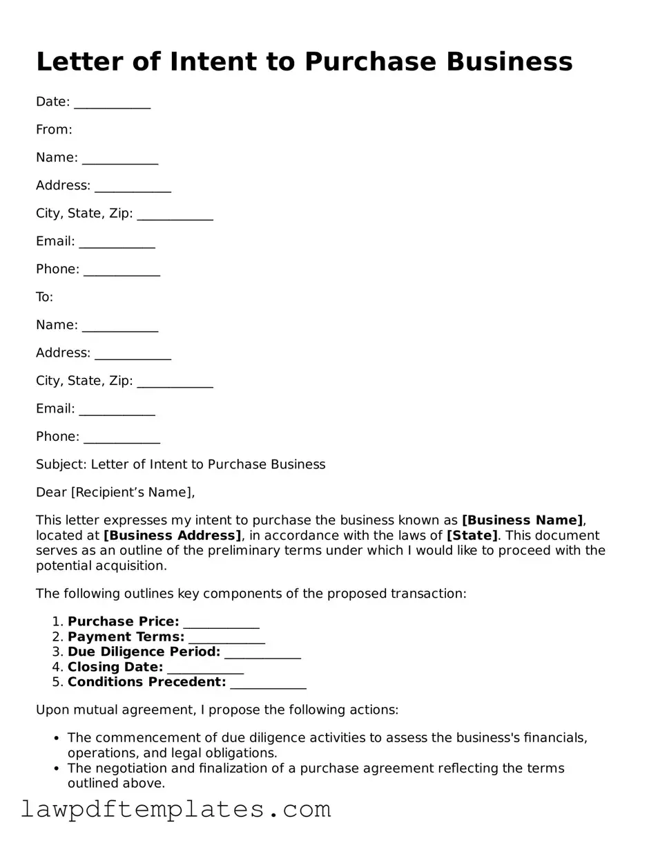 Attorney-Approved Letter of Intent to Purchase Business Document