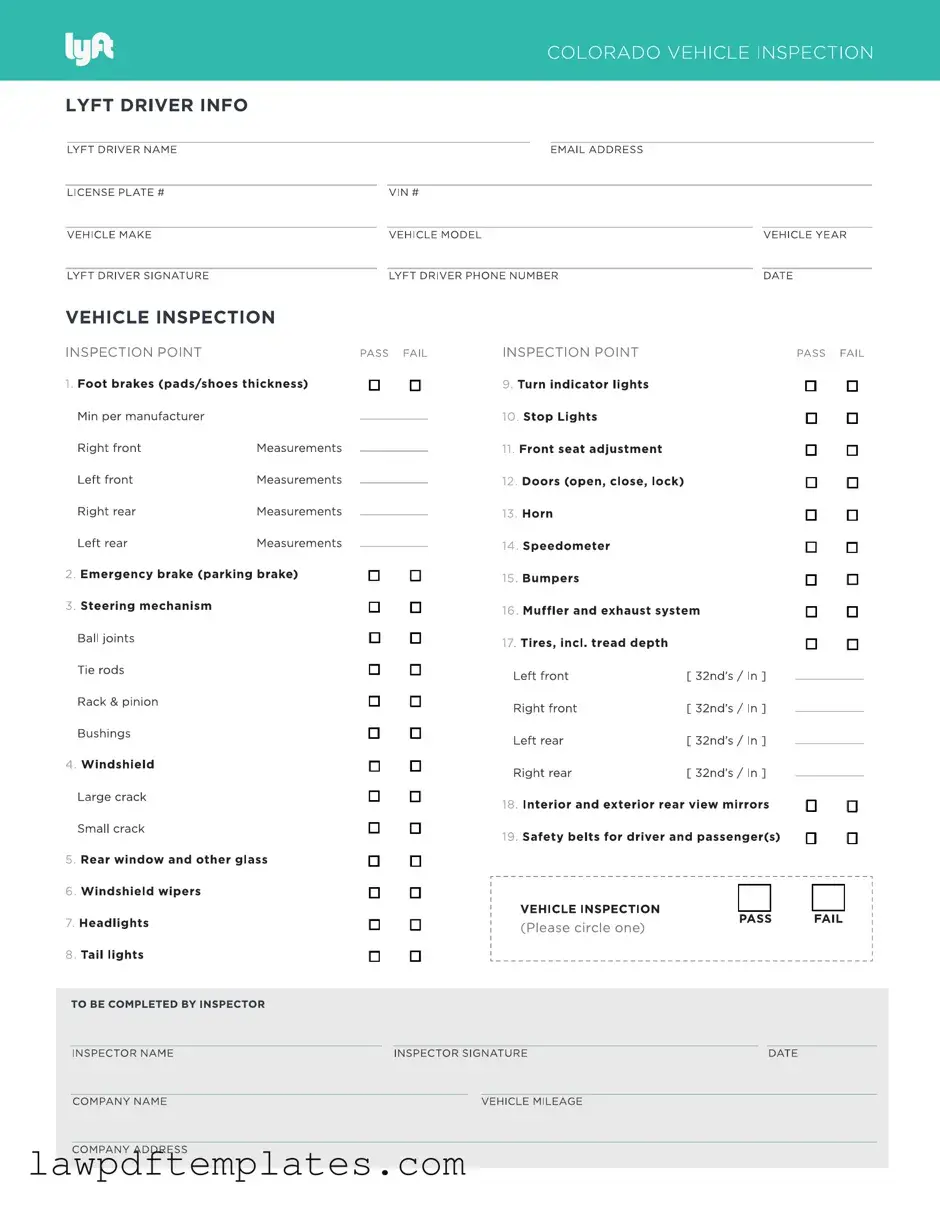 Fillable Lyft Inspection Template