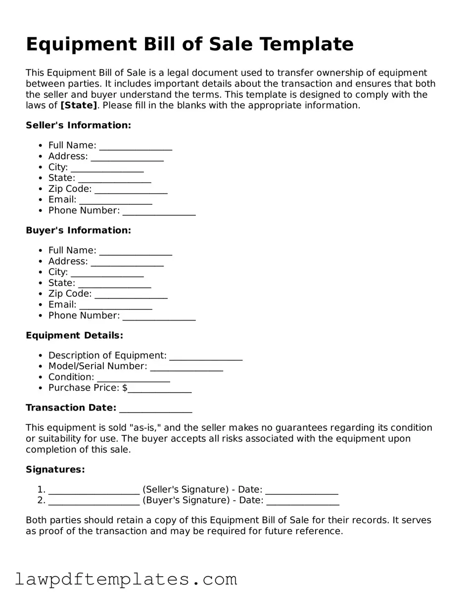 Attorney-Approved Equipment Bill of Sale Document