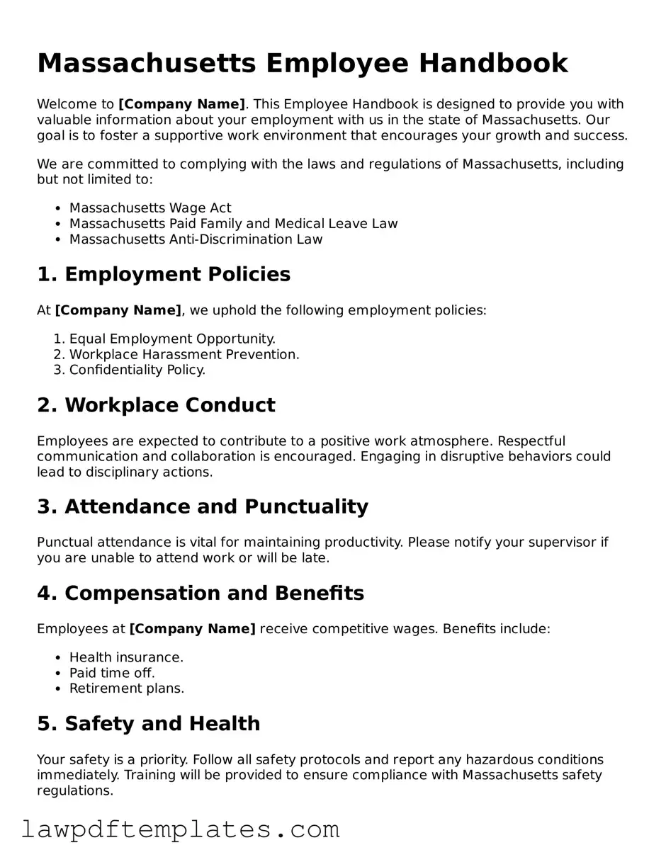 Free Employee Handbook Template for the State of Massachusetts