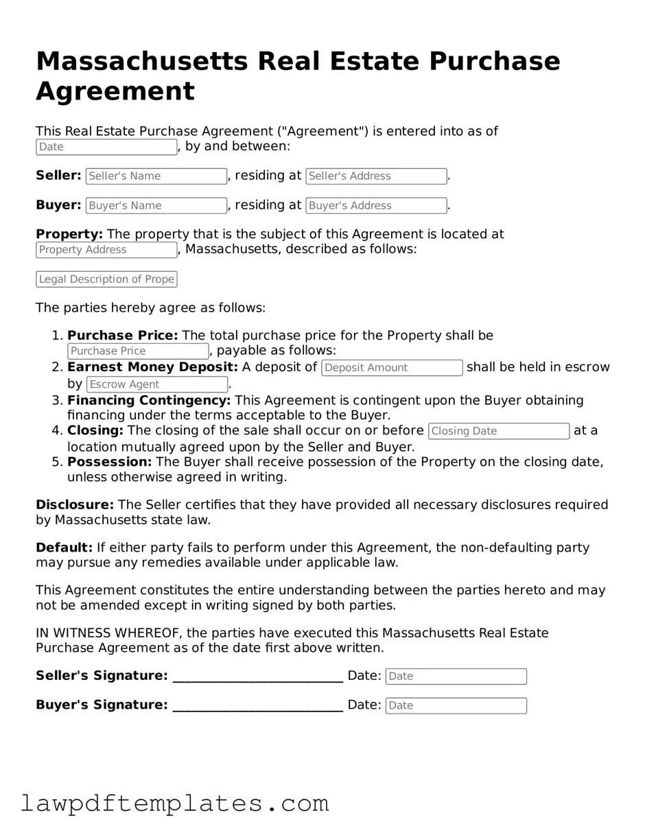 Free Real Estate Purchase Agreement Template for the State of Massachusetts