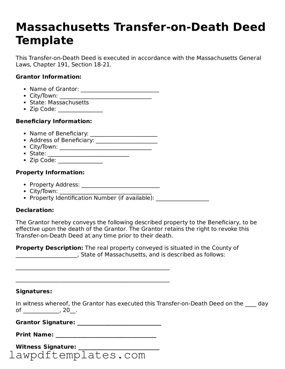 Free Transfer-on-Death Deed Template for the State of Massachusetts