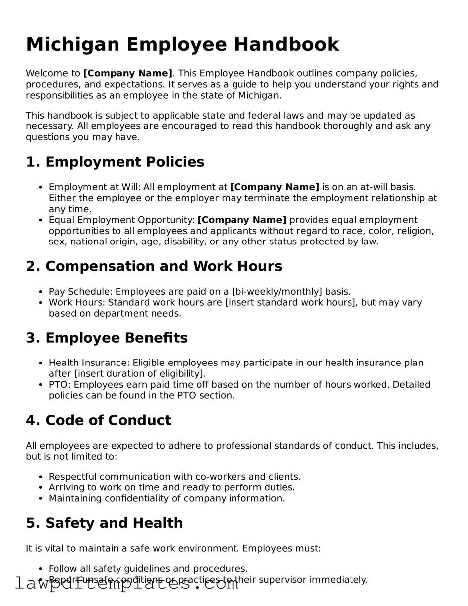 Free Employee Handbook Template for the State of Michigan
