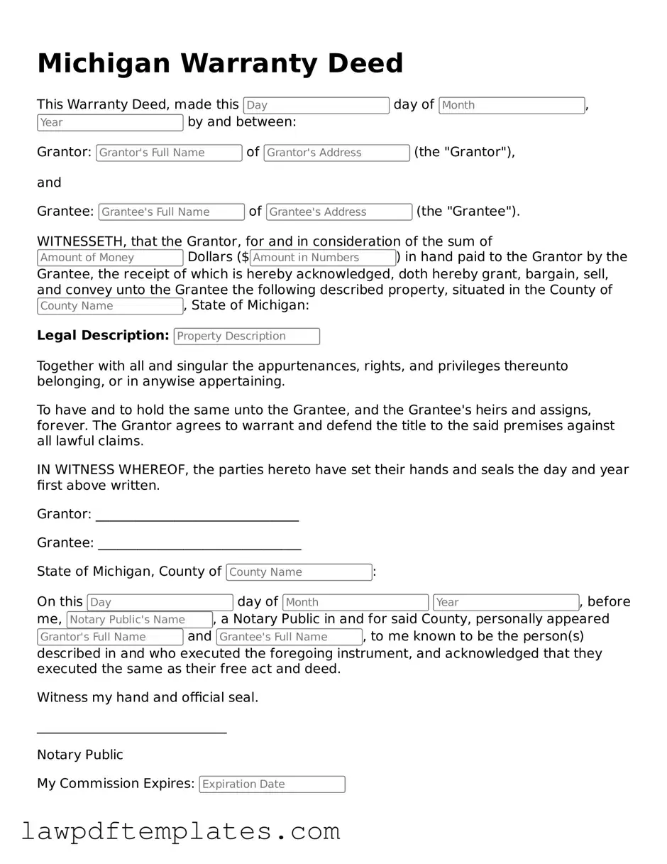 Free Deed Template for the State of Michigan