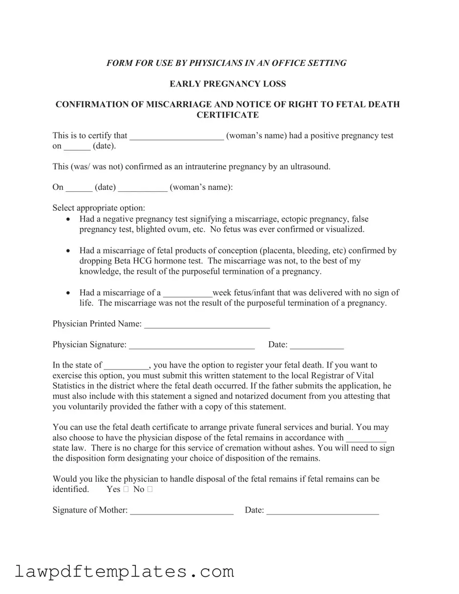 Fillable Miscarriage Discharge Paper Template