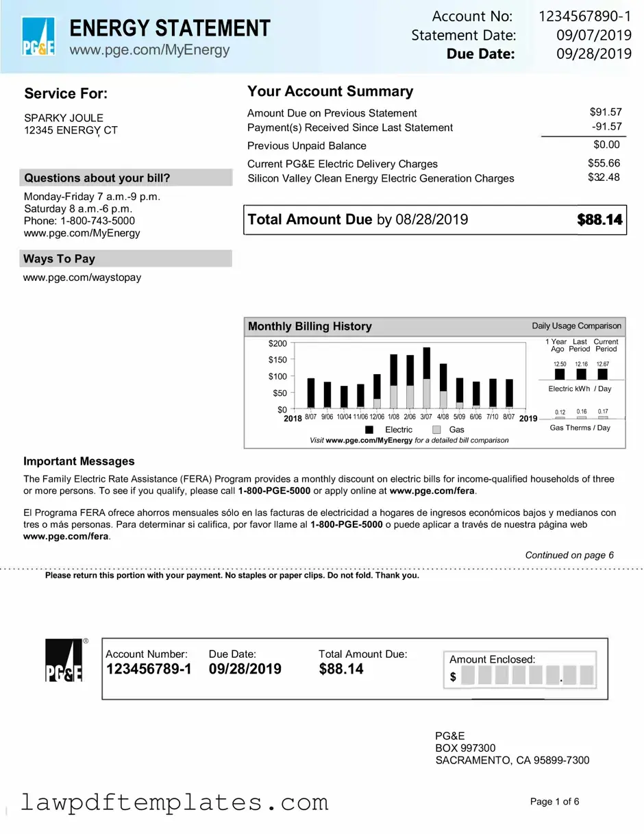 Fillable Utility Bill Template