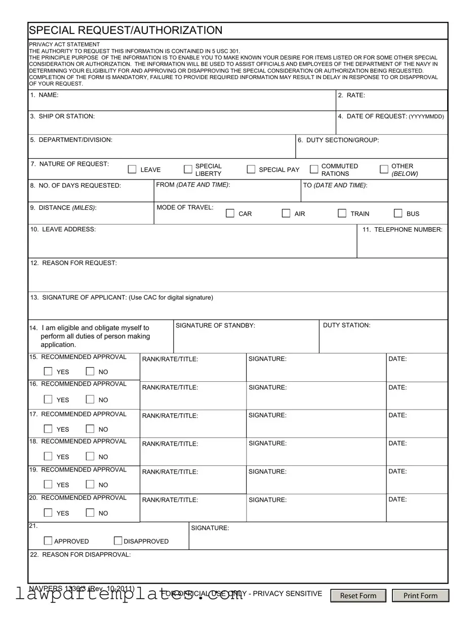 Fillable Navpers 1336 3 Template