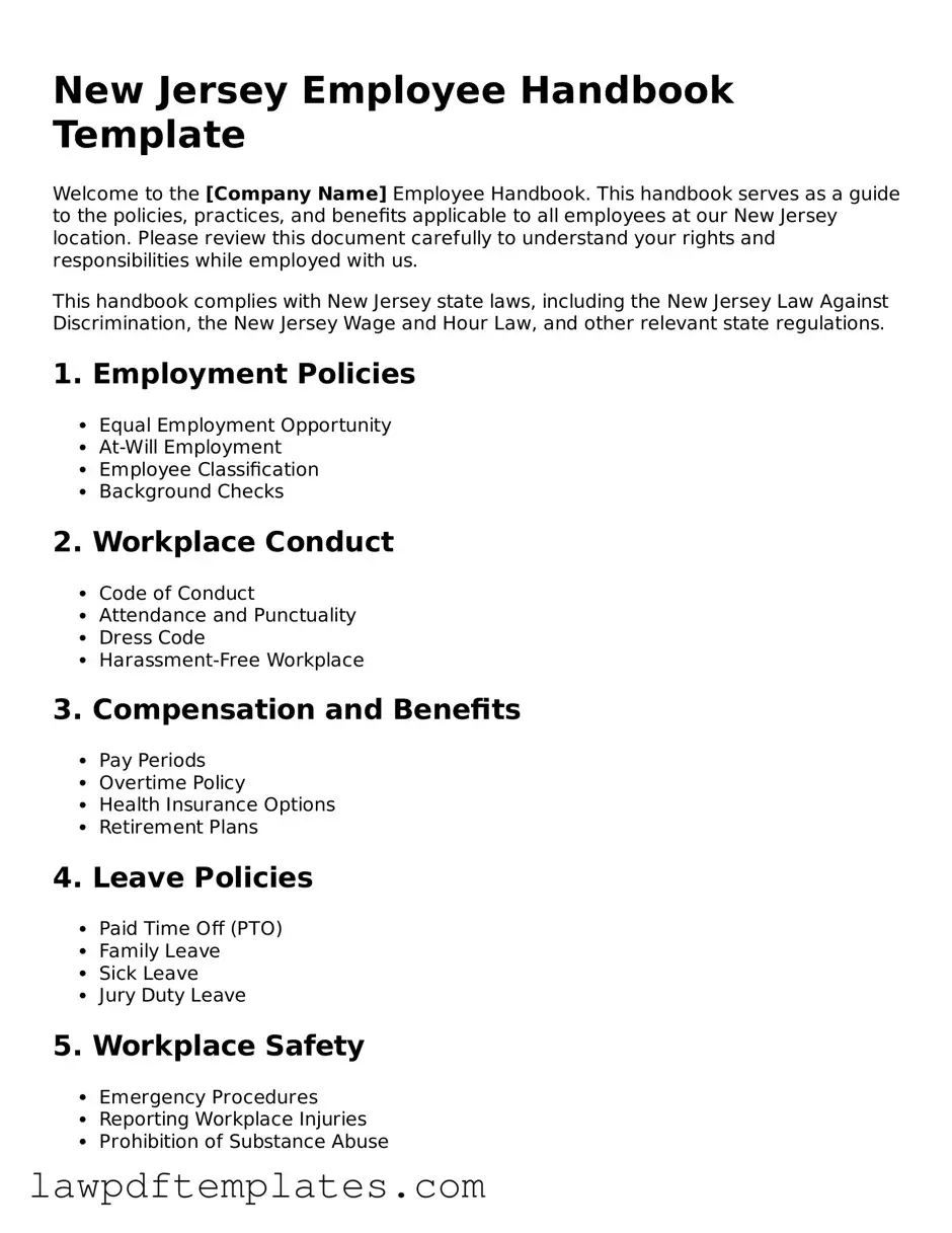 Free Employee Handbook Template for the State of New Jersey
