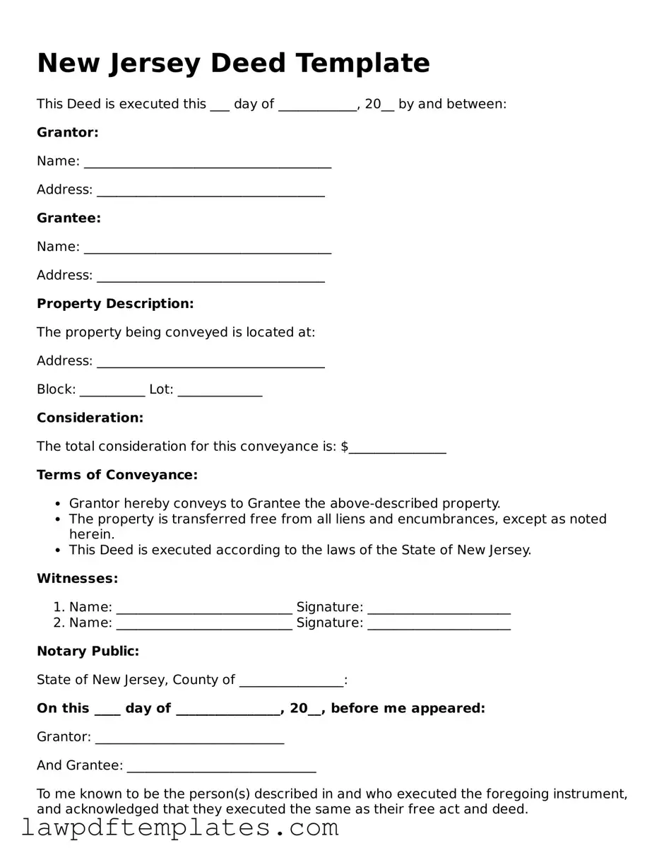 Free Deed Template for the State of New Jersey