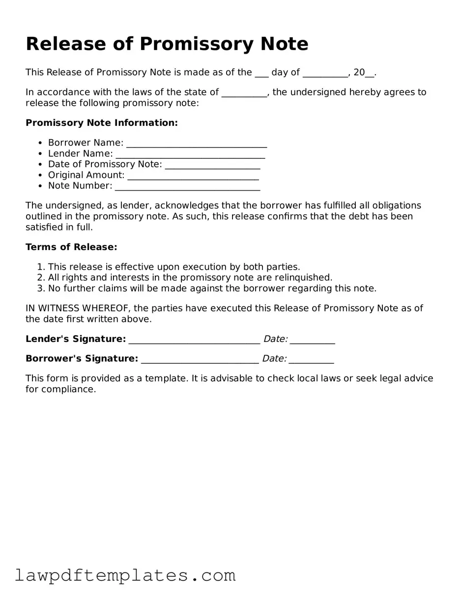 Attorney-Approved Release of Promissory Note Document
