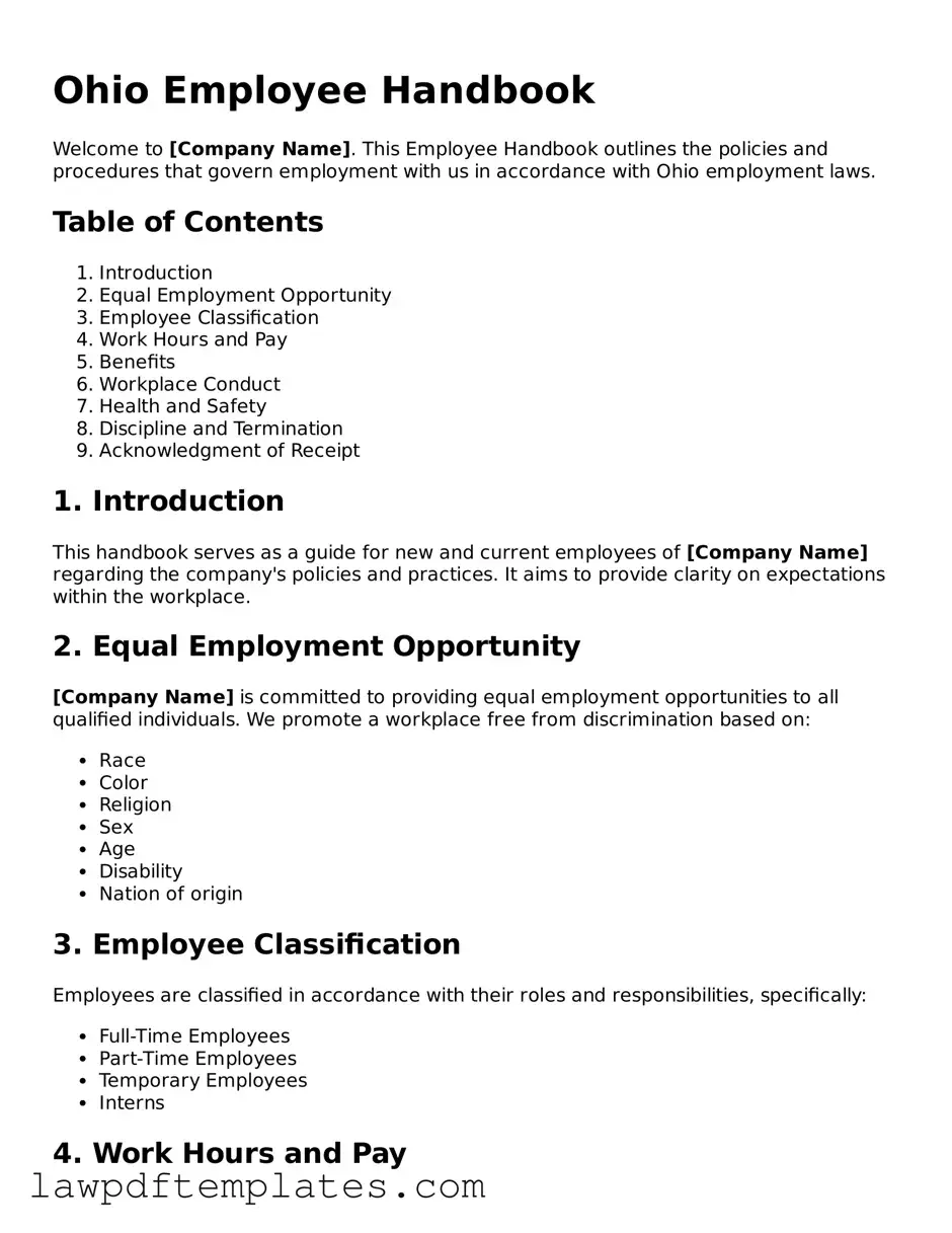 Free Employee Handbook Template for the State of Ohio