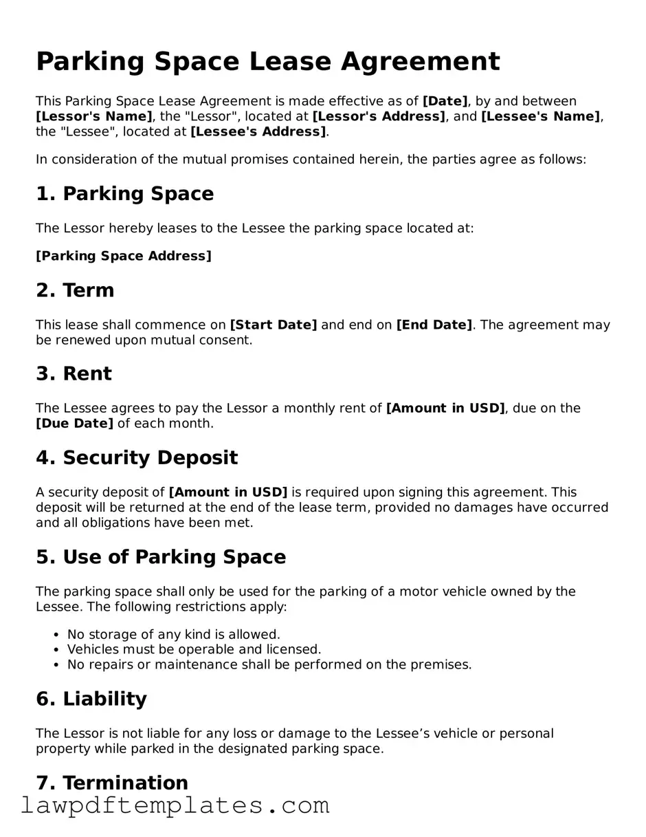 Attorney-Approved Parking Space Lease Agreement Document