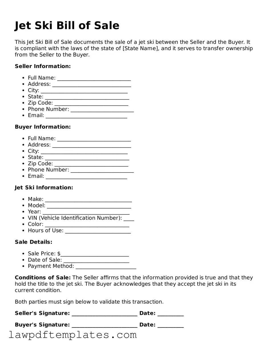 Attorney-Approved Jet Ski Bill of Sale Document