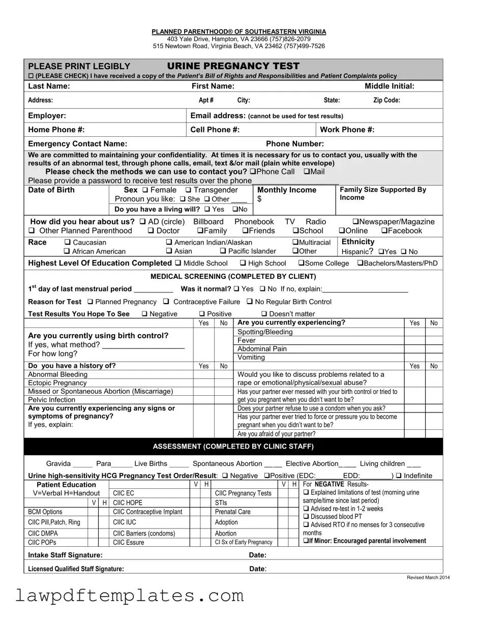 Fillable Planned Parenthood Proof Template