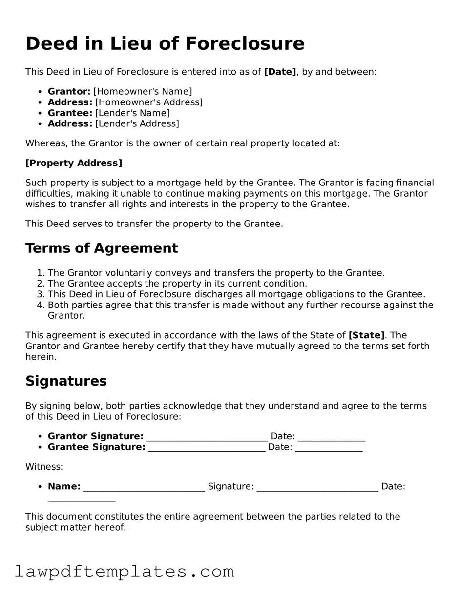 Attorney-Approved Deed in Lieu of Foreclosure Document