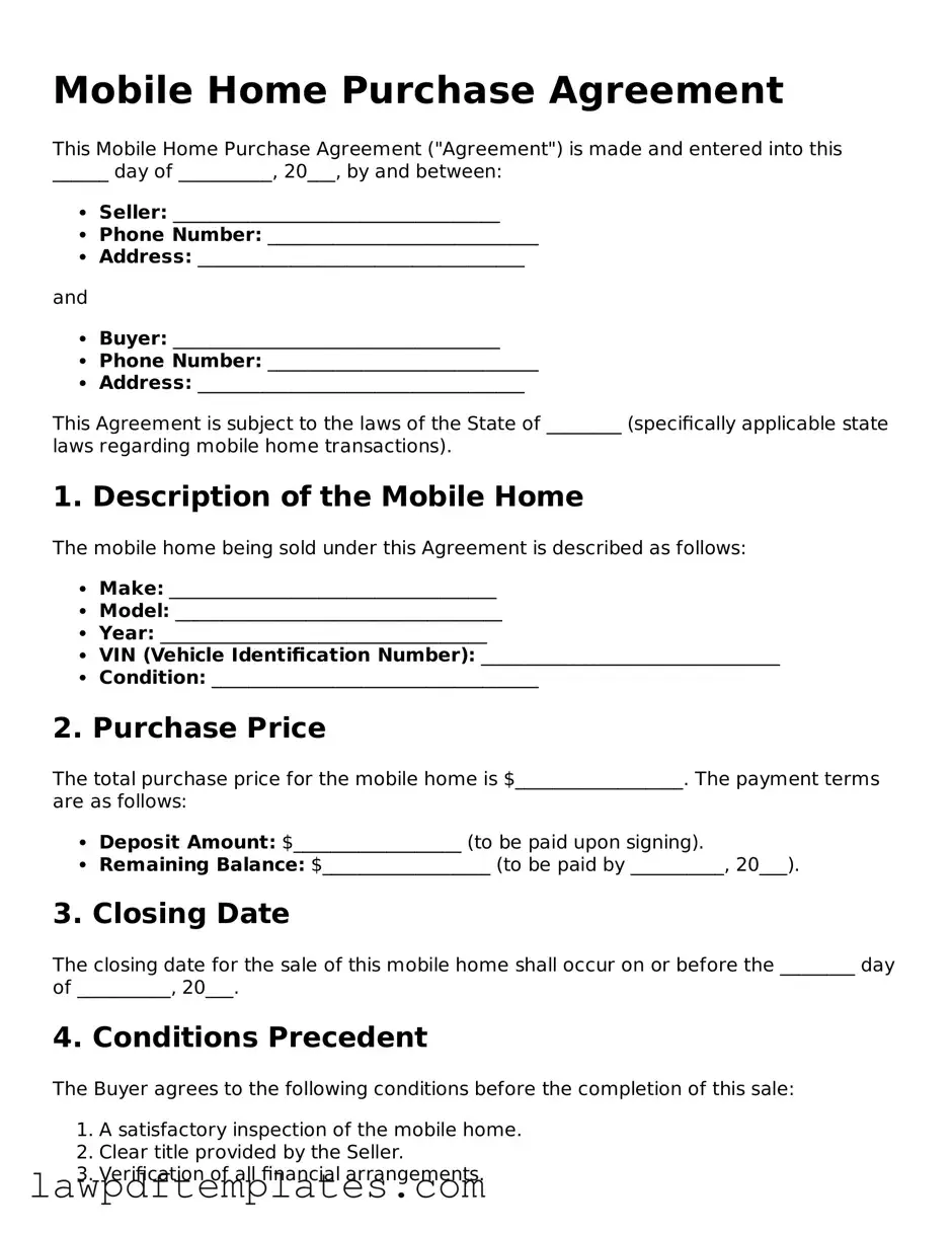Attorney-Approved Mobile Home Purchase Agreement Document