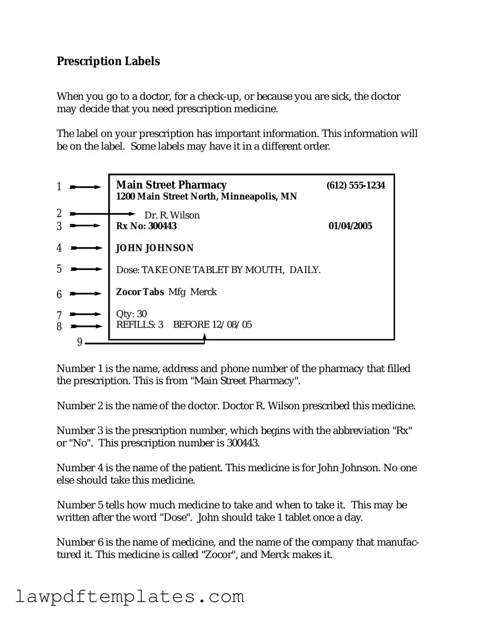 Fillable Prescription Label Template