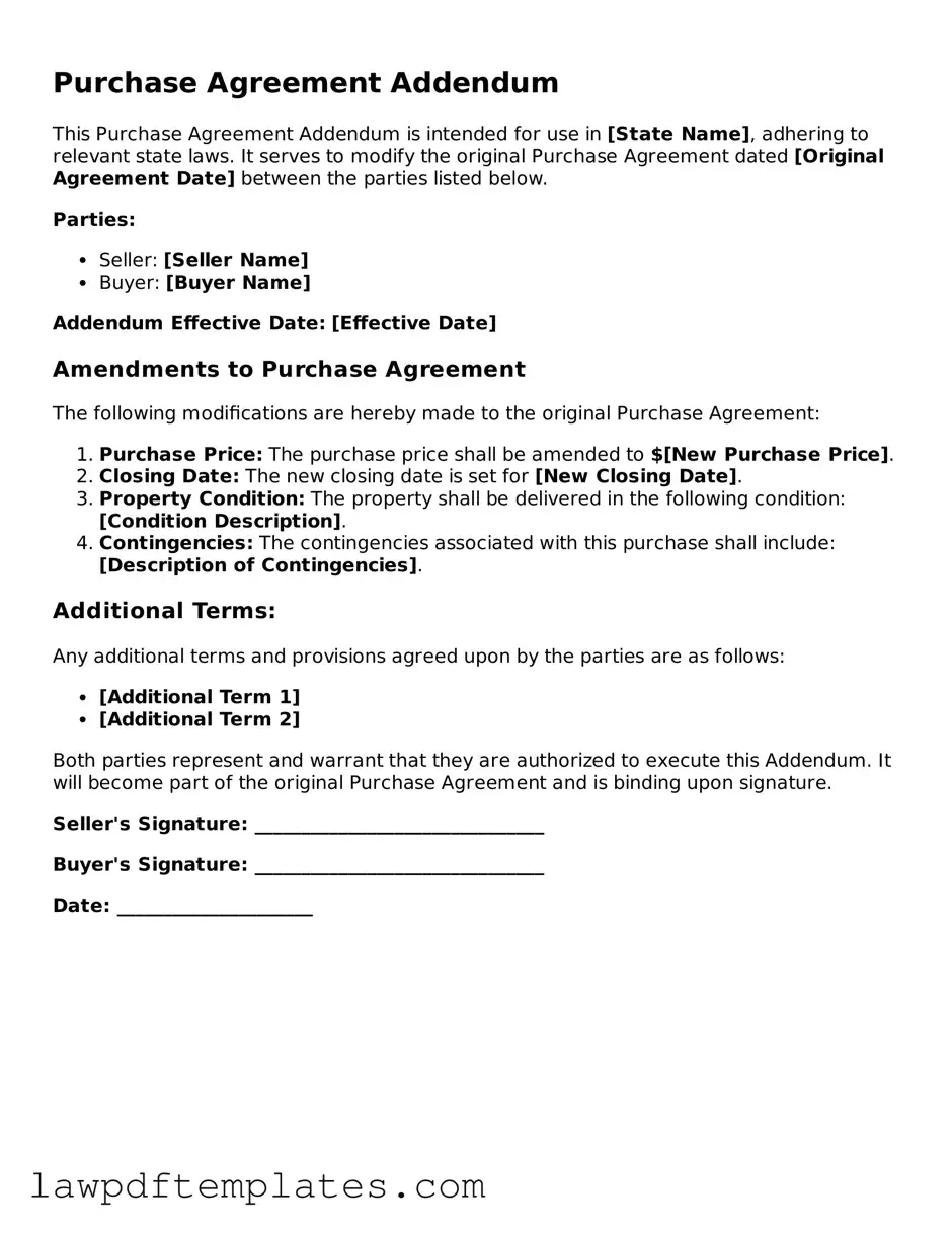 Attorney-Approved Purchase Agreement Addendum Document