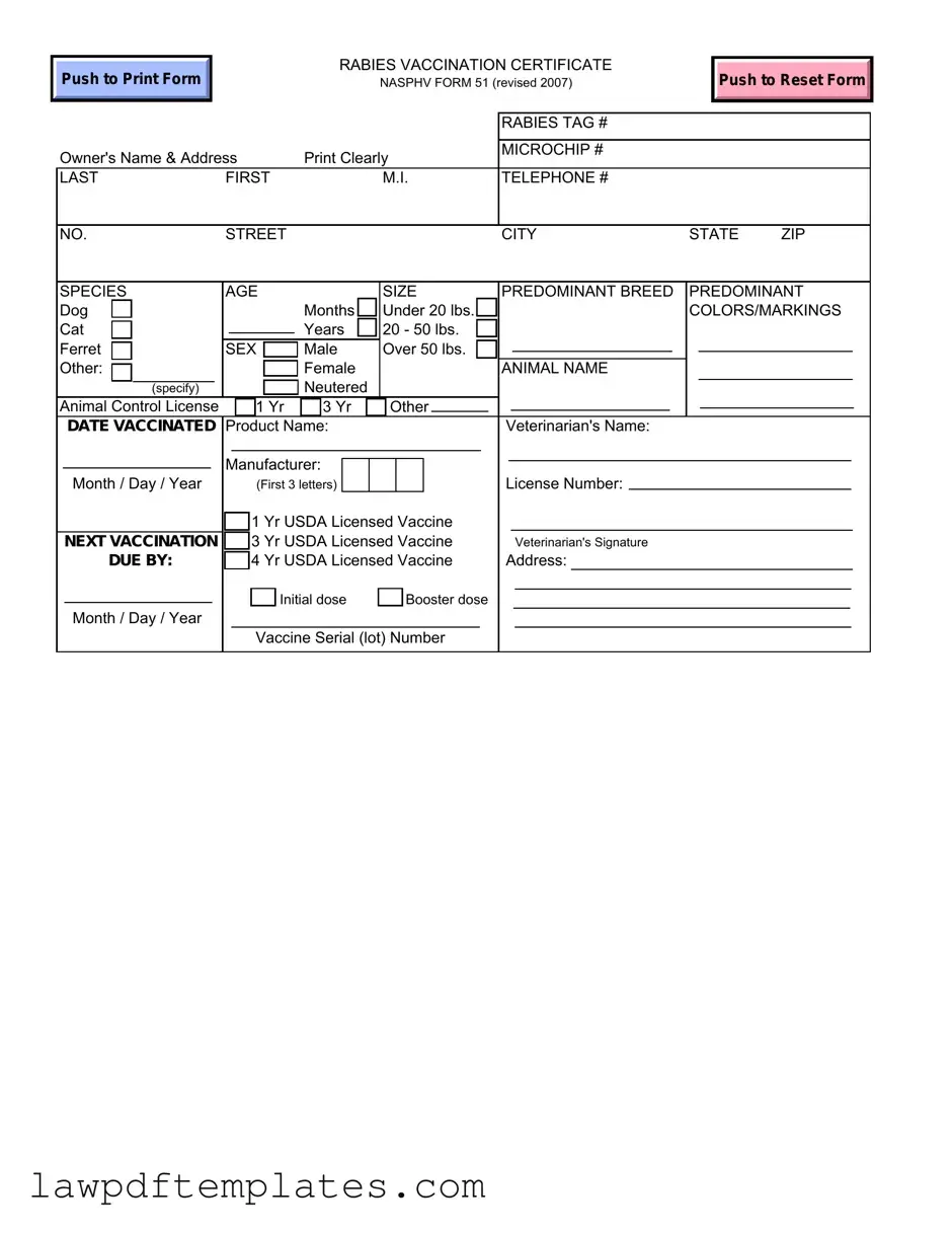 Fillable Rabies Certificate Template