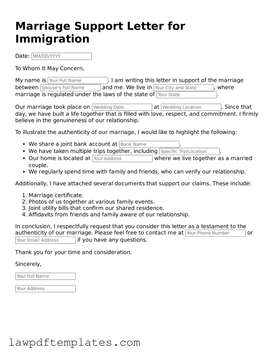 Attorney-Approved Marriage Support Letter for Immigration Document