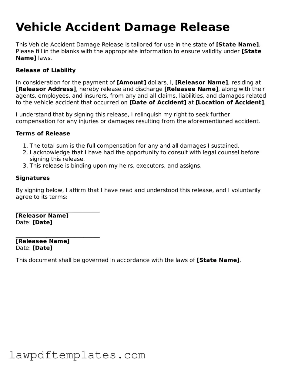 Attorney-Approved Vehicle Accident Damage Release Document