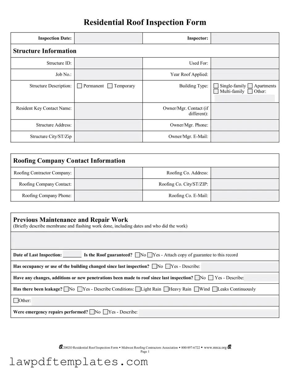 Fillable Roof Inspection Template