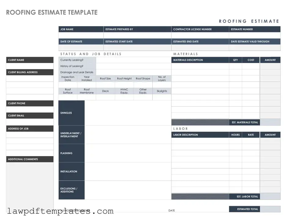 Fillable Roofing Estimate Template