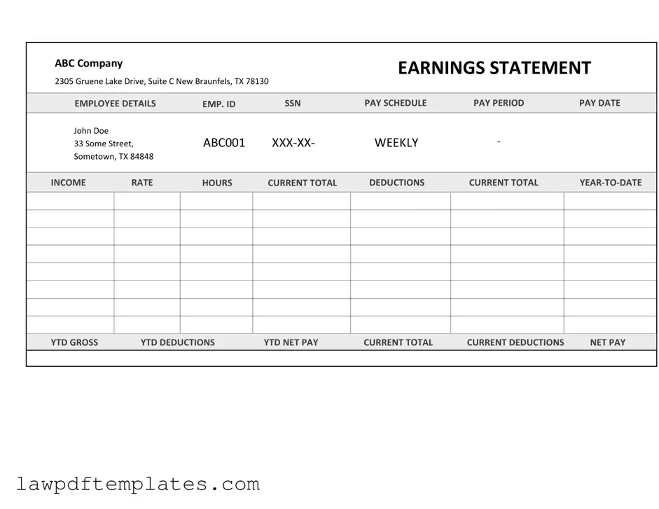 Fillable Independent Contractor Pay Stub Template