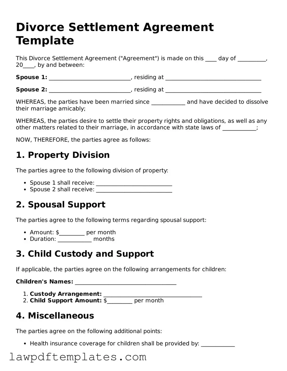 Attorney-Approved Divorce Settlement Agreement Document