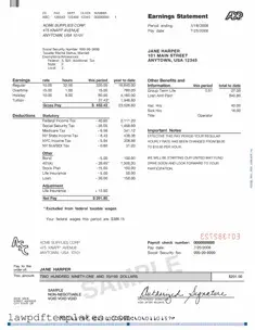 Fillable Adp Pay Stub Template