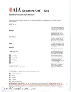 Fillable AIA A305 Template