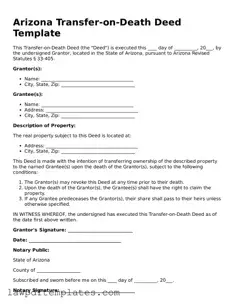 Free Transfer-on-Death Deed Template for the State of Arizona