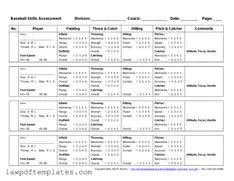 Fillable Baseball Assessment Template