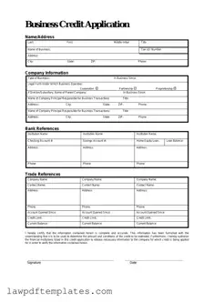 Fillable Business Credit Application Template