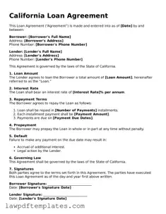 Free Loan Agreement Template for the State of California