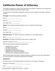 Free Power of Attorney Template for the State of California