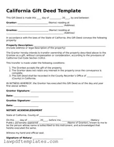 Free Gift Deed Template for the State of California