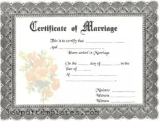 Fillable Marriage Certificate Template