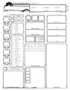 Fillable Dnd Character Sheet Template