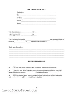 Fillable Doctors Excuse Note Template