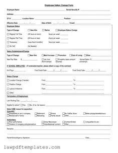 Fillable Employee Status Change Template