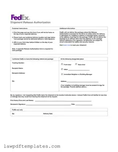 Fillable Fedex Release Template
