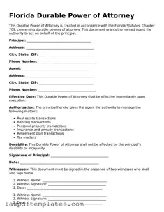 Free Durable Power of Attorney Template for the State of Florida