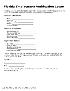 Free Employment Verification Template for the State of Florida