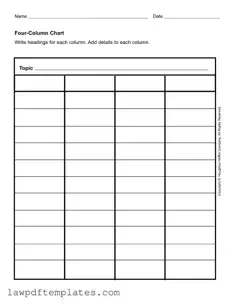 Fillable Four Column Chart Template