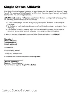 Attorney-Approved Single Status Affidavit Document
