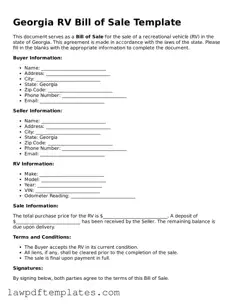 Free RV Bill of Sale Template for the State of Georgia