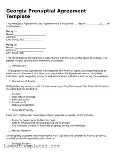 Free Prenuptial Agreement Template for the State of Georgia
